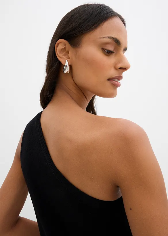 Top monospalla in maglia di misto viscosa, bonprix