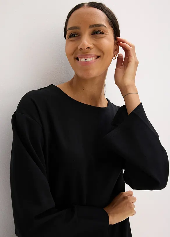 Abito corto con volant in punto di Roma, bonprix