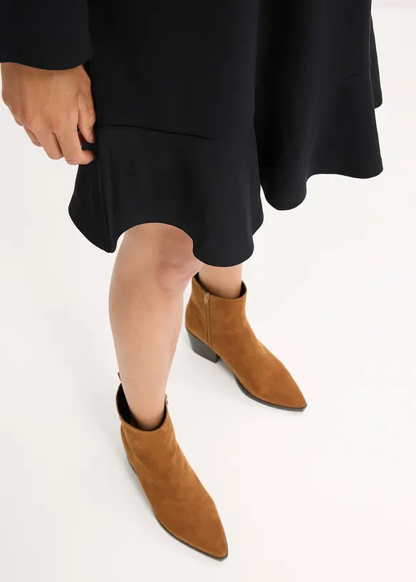 Abito corto con volant in punto di Roma, bonprix