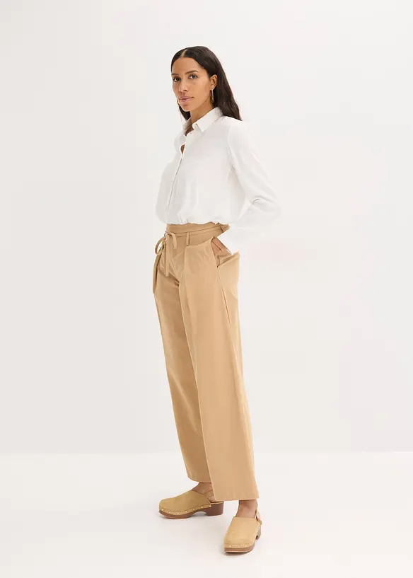 Pantaloni con pinces e cintura da annodare, bonprix