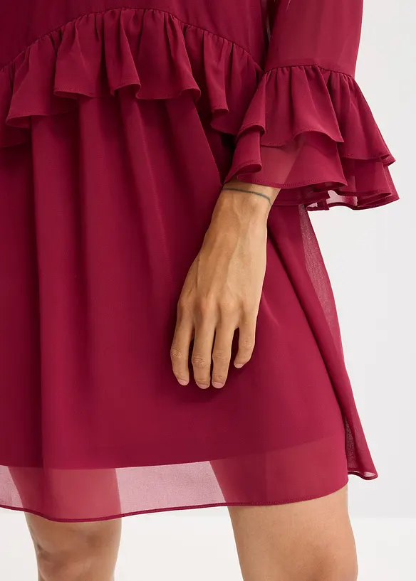 Abito di chiffon con volant, bonprix