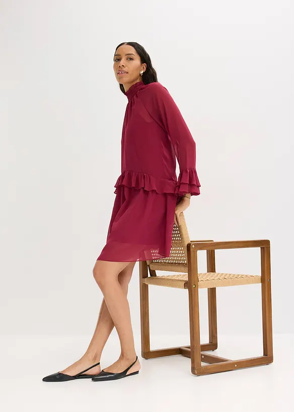 Abito di chiffon con volant, bonprix