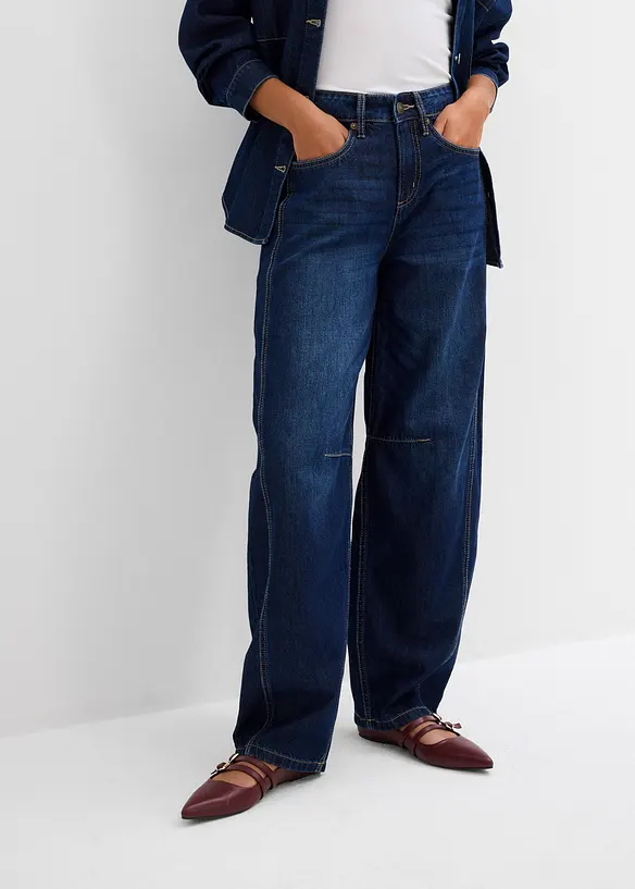 Jeans barrel super soft, vita media, bonprix