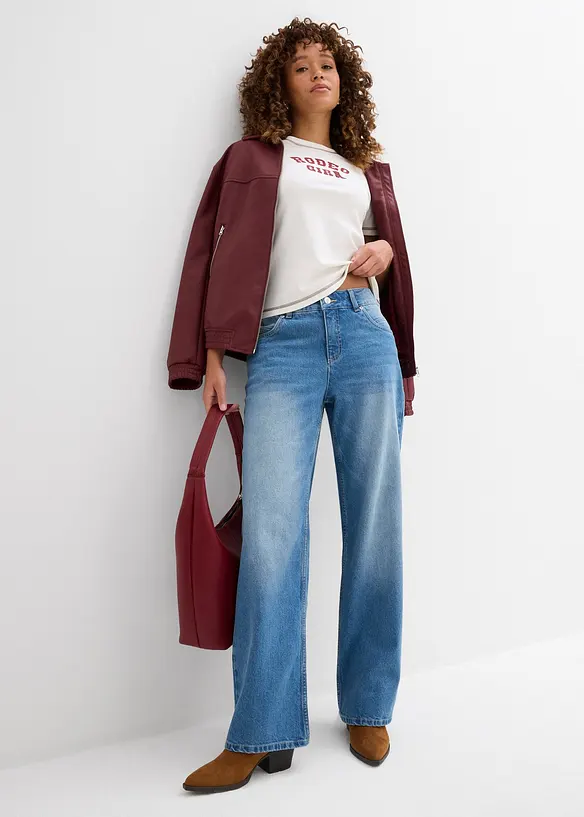 Jeans straight, vita media, bonprix