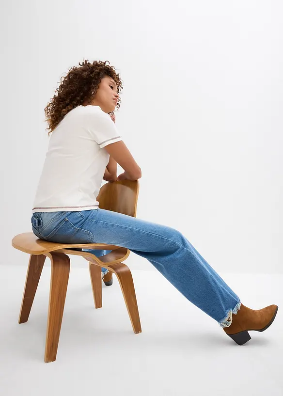 Jeans straight, vita media, bonprix