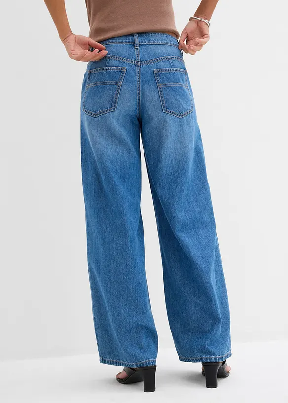 Jeans wide leg, vita media, bonprix