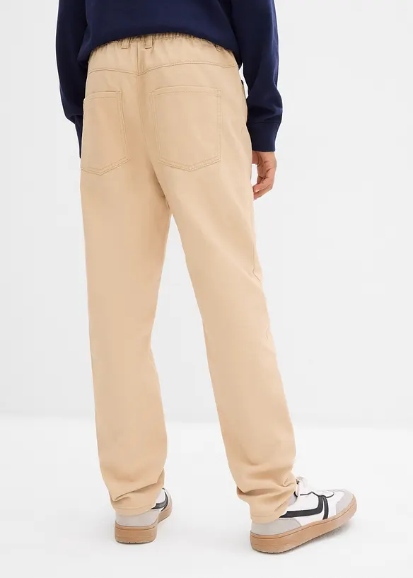 Pantaloni con elastico in vita in puro cotone regular fit, straight, bonprix