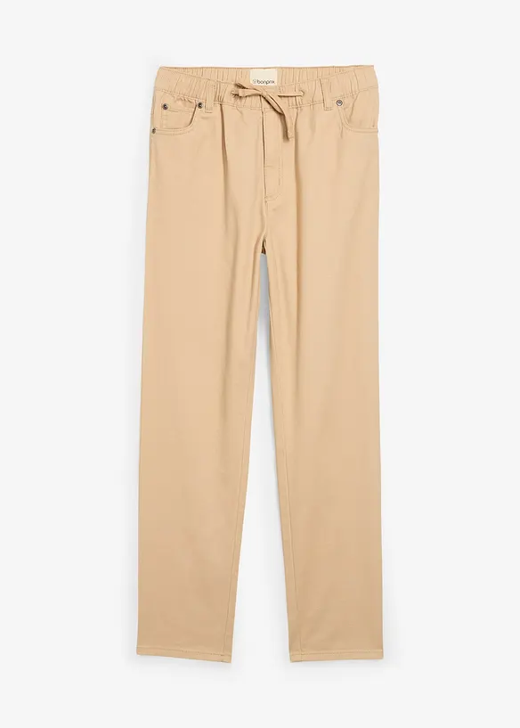 Pantaloni con elastico in vita in puro cotone regular fit, straight, bonprix