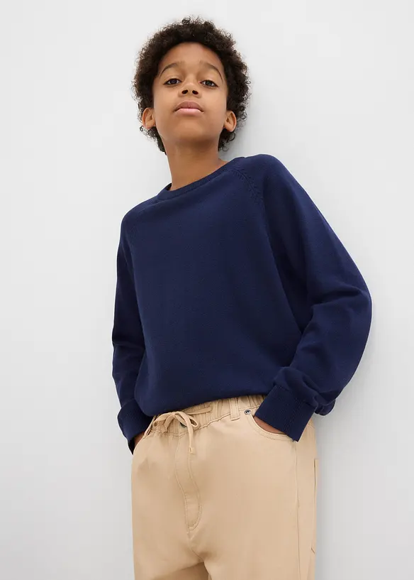 Pantaloni con elastico in vita in puro cotone regular fit, straight, bonprix