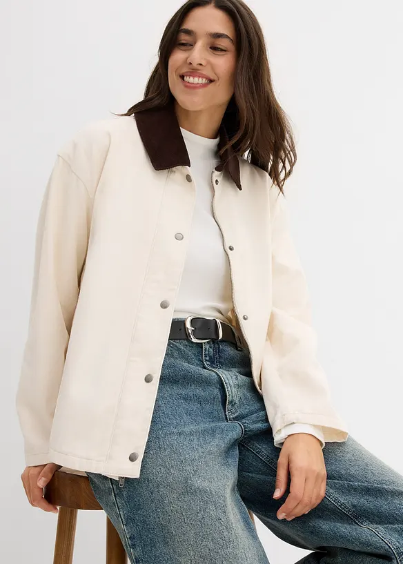 Giacca in twill con colletto in velluto, bonprix