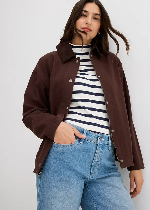 Giacca in twill con colletto in velluto, bonprix
