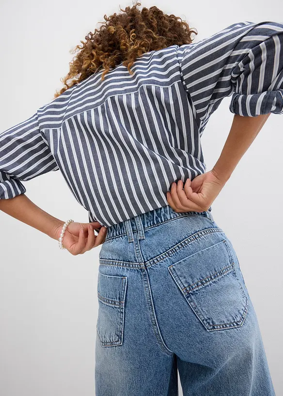 Jeans cropped wide leg, vita alta, bonprix