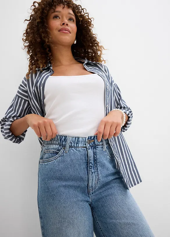 Jeans cropped wide leg, vita alta, bonprix