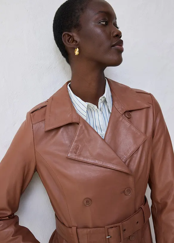 Trench in pelle, bonprix