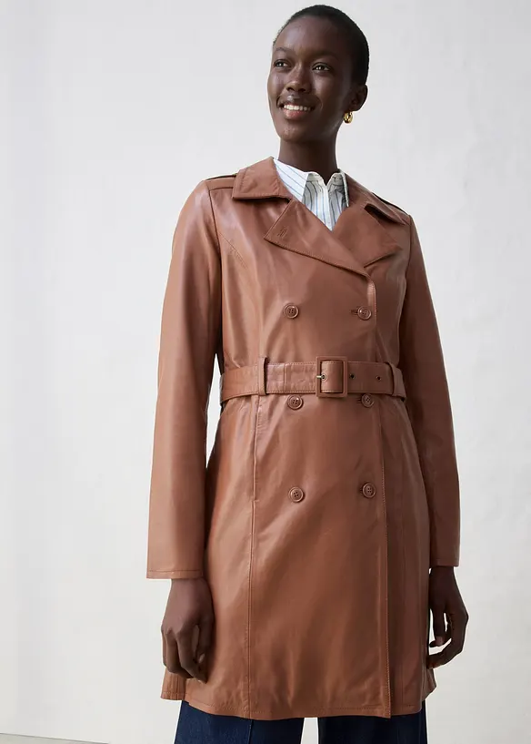 Trench in pelle, bonprix
