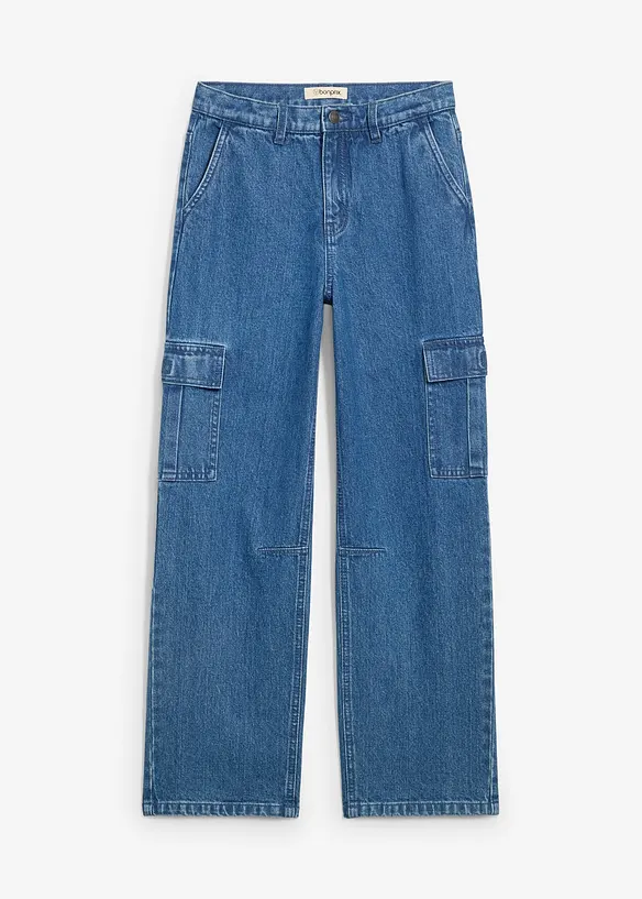Jeans cargo regolabili in vita loose fit, straight, bonprix