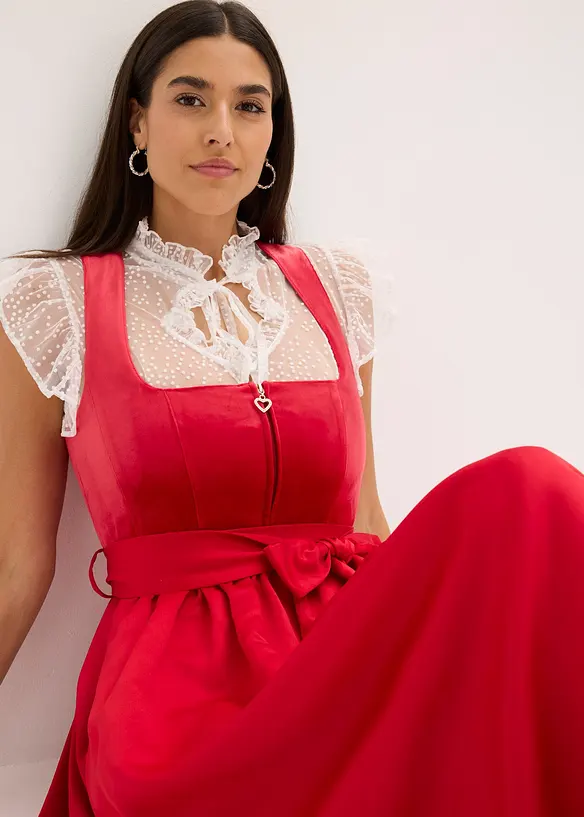 Abito bavarese midi con velluto (set 2 pezzi), bonprix
