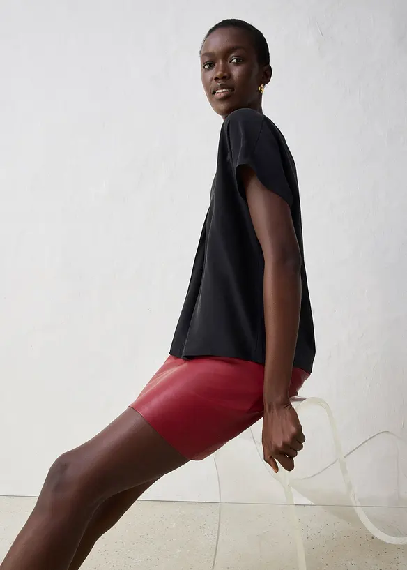 Maglia in misto seta con inserto in tessuto, bonprix