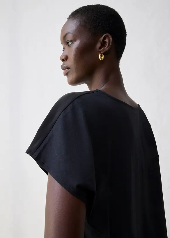 Maglia in misto seta con inserto in tessuto, bonprix