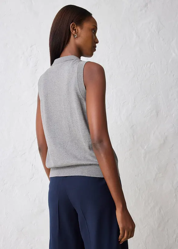 Maglione in filato fine misto seta con colletto polo, bonprix