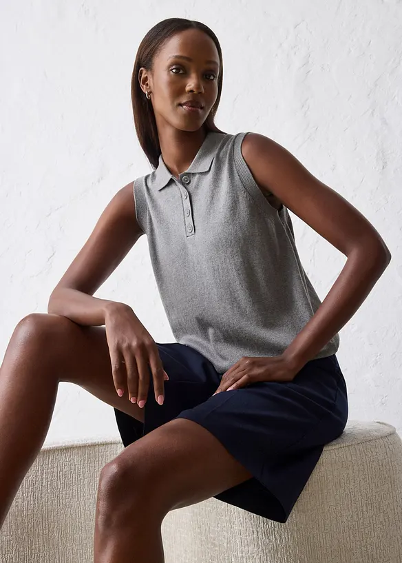 Maglione in filato fine misto seta con colletto polo, bonprix