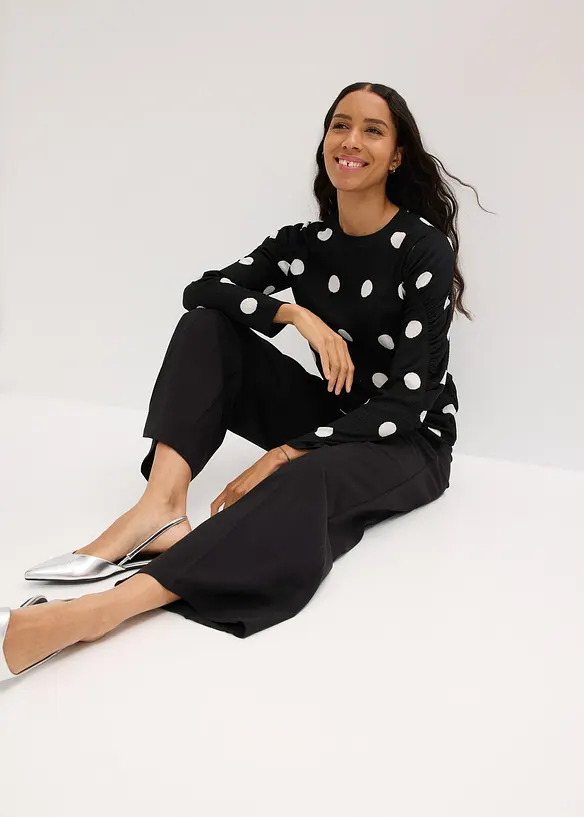 Maglia a maniche lunghe in crêpe operato, bonprix