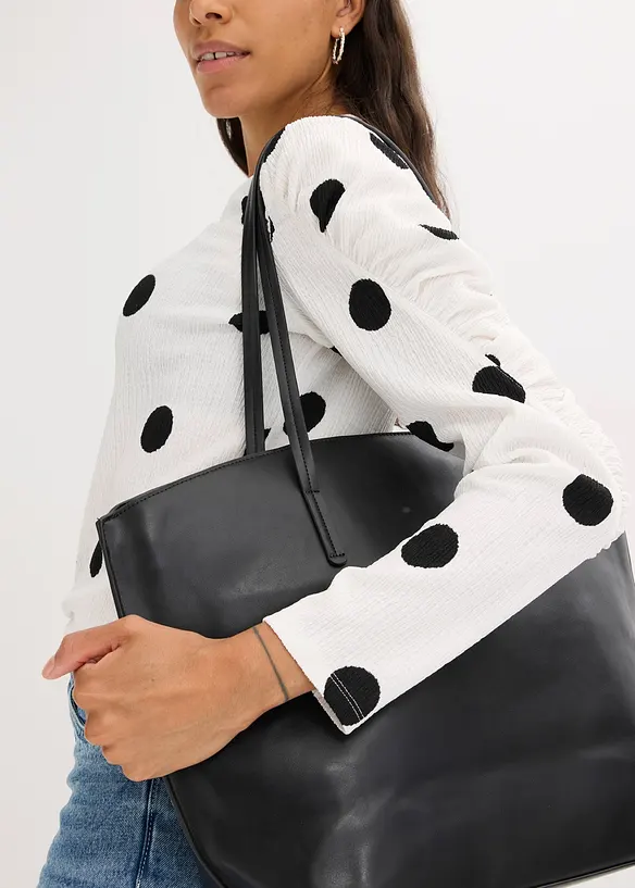 Maglia a maniche lunghe in crêpe operato, bonprix