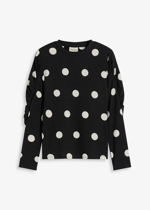 Maglia a maniche lunghe in crêpe operato, bonprix