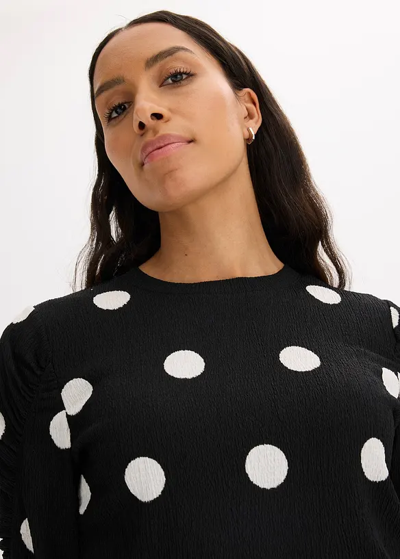 Maglia a maniche lunghe in crêpe operato, bonprix