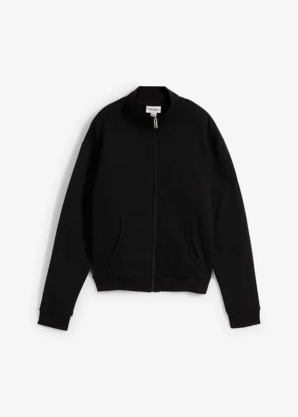 Felpa con zip in puro cotone biologico, bonprix