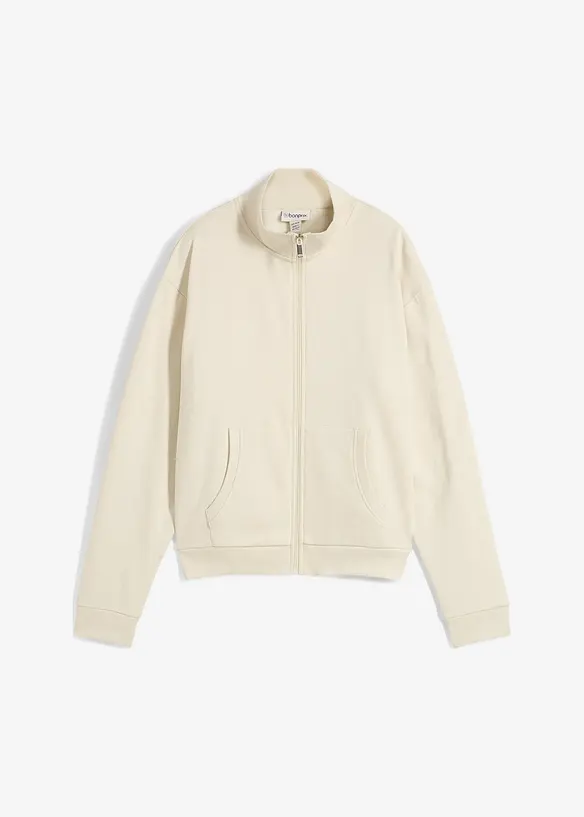 Felpa con zip in puro cotone biologico, bonprix