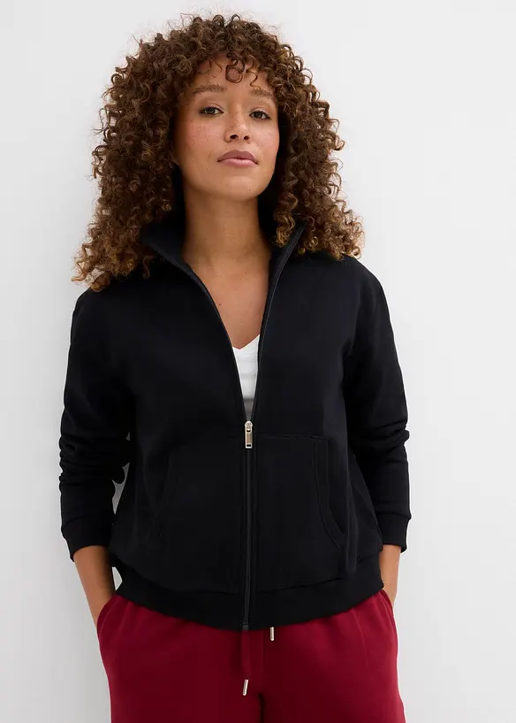 Felpa con zip in puro cotone biologico, bonprix