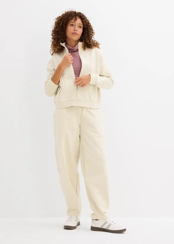 Felpa con zip in puro cotone biologico, bonprix