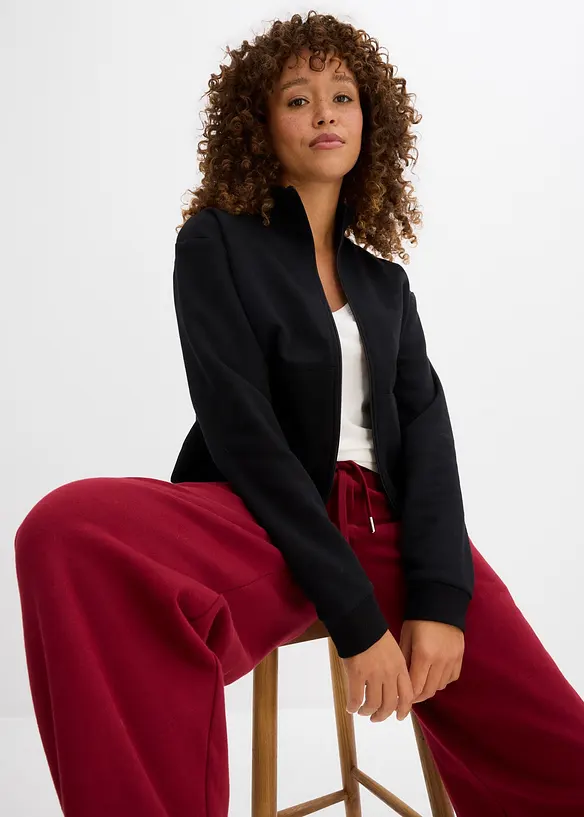 Felpa con zip in puro cotone biologico, bonprix