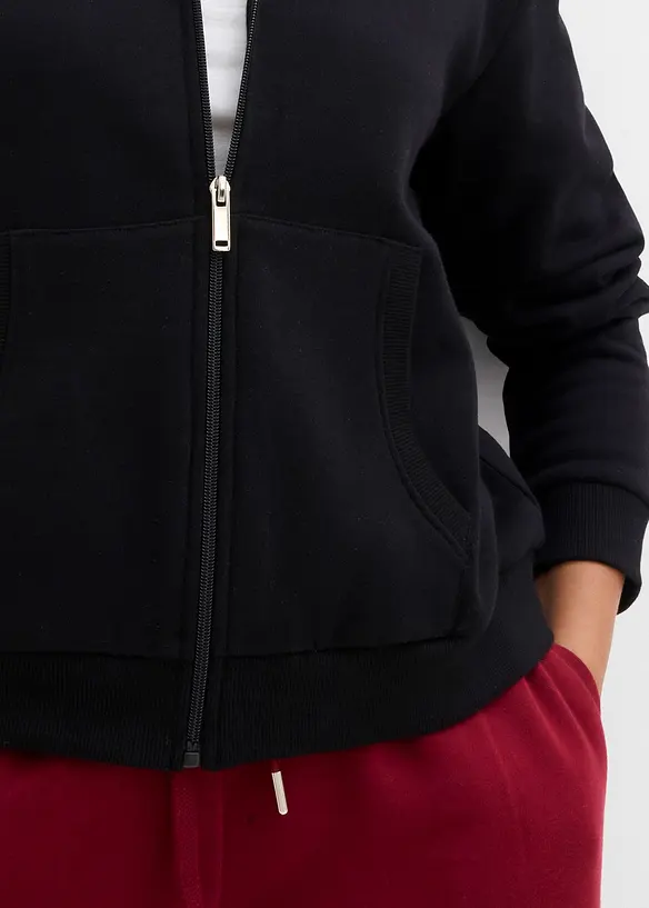Felpa con zip in puro cotone biologico, bonprix