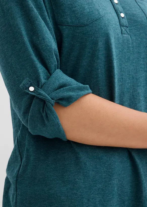 Maglia serafino in cotone con bottoni, bonprix
