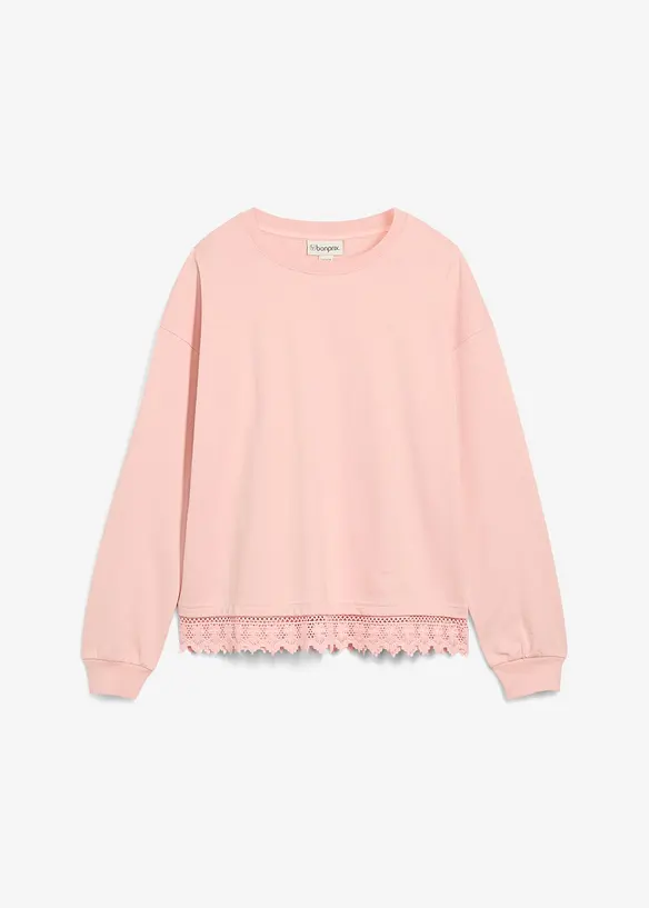 Felpa con inserto in pizzo, bonprix