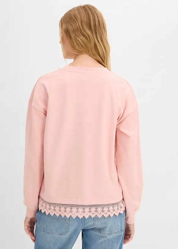 Felpa con inserto in pizzo, bonprix