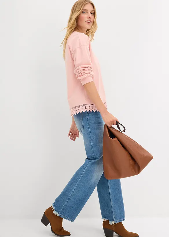 Felpa con inserto in pizzo, bonprix
