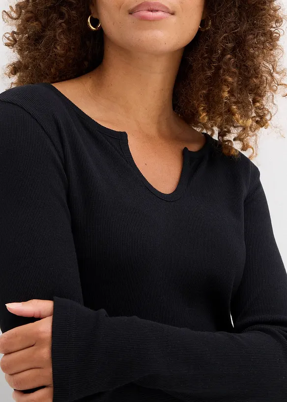 Maglia a costine corta in cotone biologico, bonprix