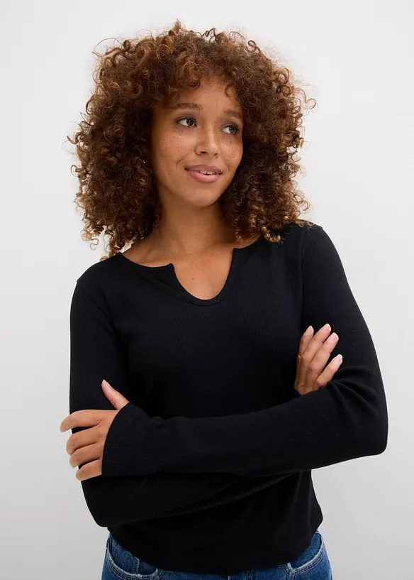 Maglia a costine corta in cotone biologico, bonprix
