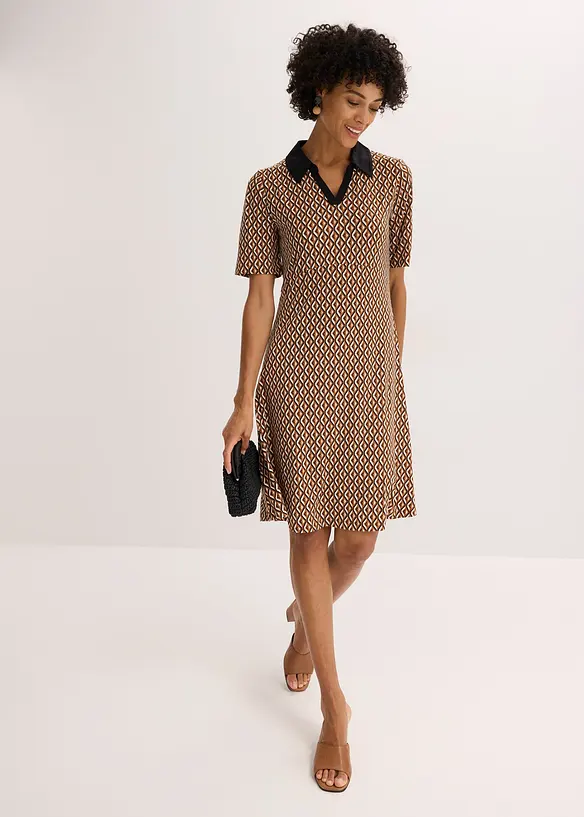 Abito midi con colletto stile polo, bonprix