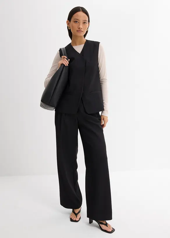 Gilet lungo con trama twill, bonprix