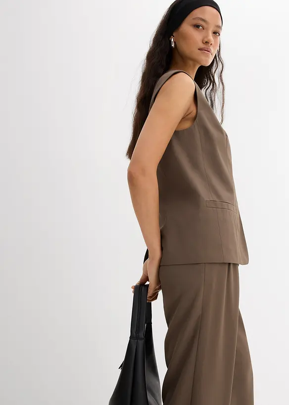 Gilet lungo con trama twill, bonprix