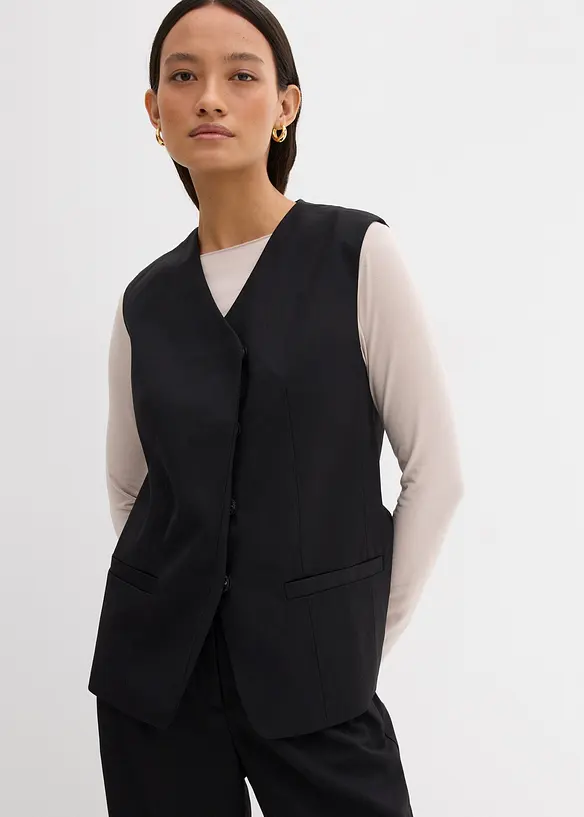 Gilet lungo con trama twill, bonprix