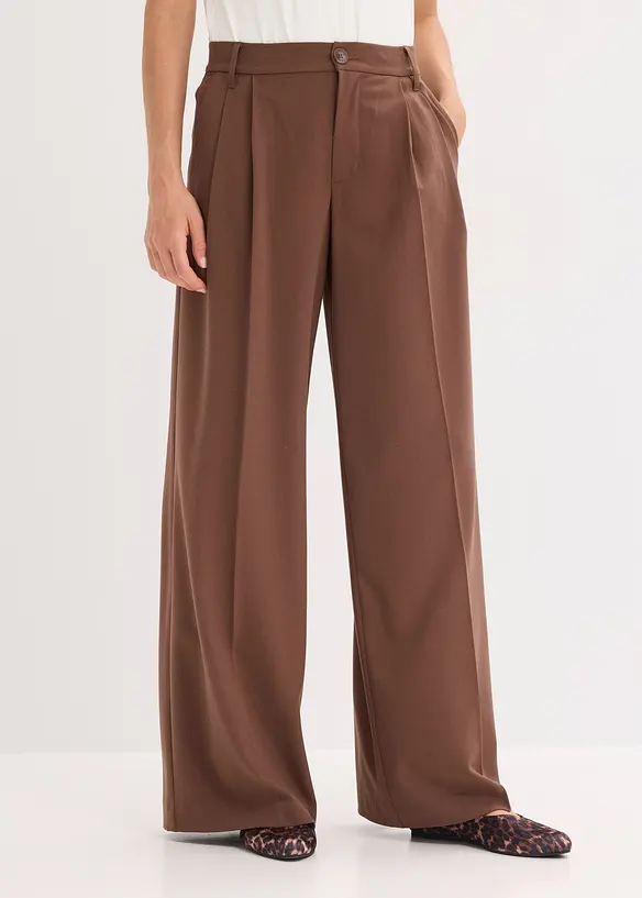 Pantaloni con pinces in misto viscosa fluente, bonprix