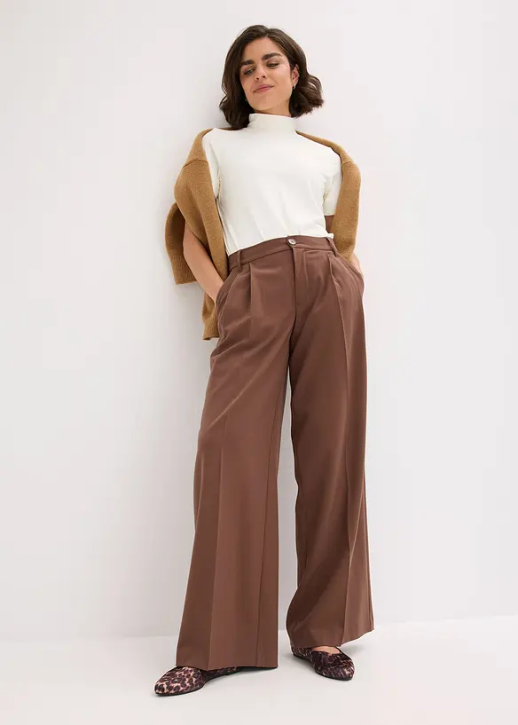 Pantaloni con pinces in misto viscosa fluente, bonprix