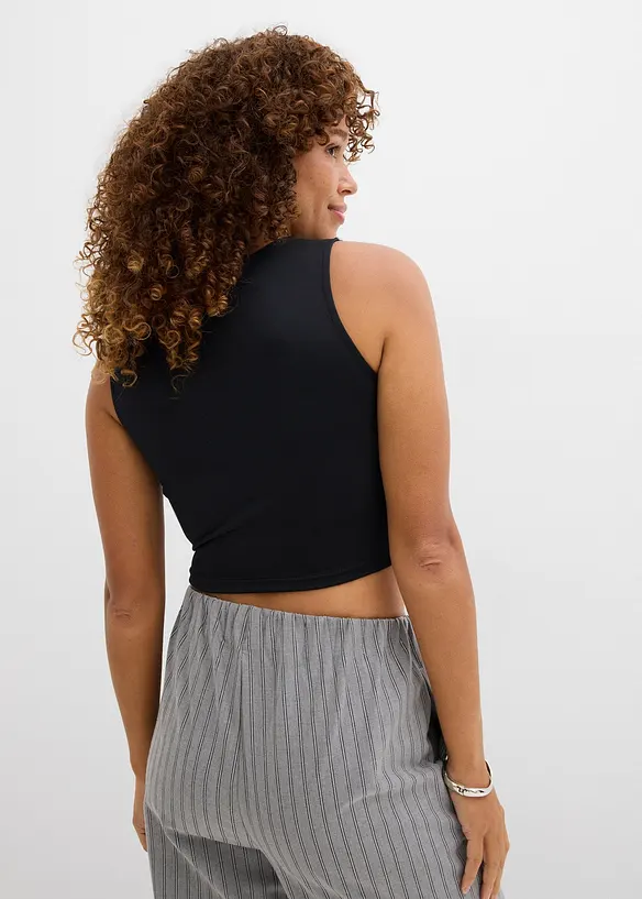 Top corto aderente (pacco da due), bonprix