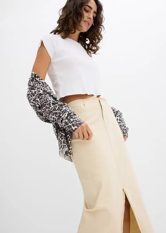 Gonna in twill con frange sottili, bonprix