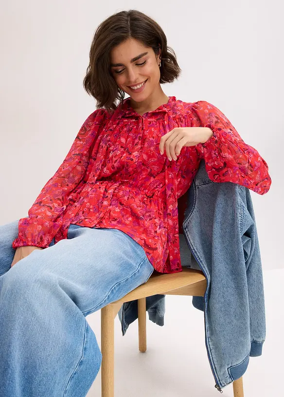 Camicetta di chiffon con fiocco, bonprix